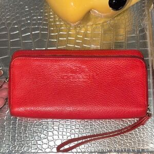 Coach Vibrant Red Leather Wristlet